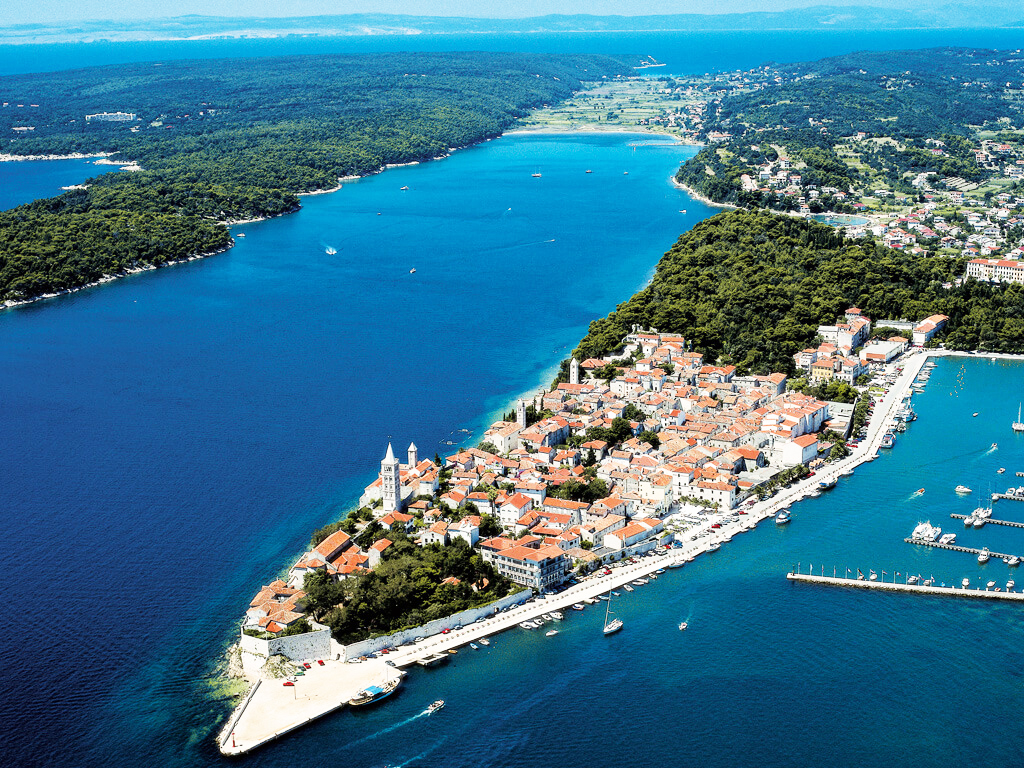 Vista área de la isla de Rab