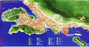 Mapa de la costa de Dubrovnik