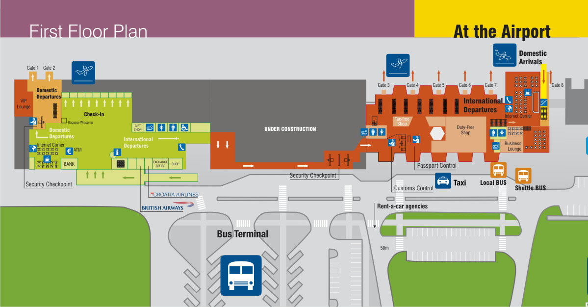 Plano del aeropuerto de Dubrovnik