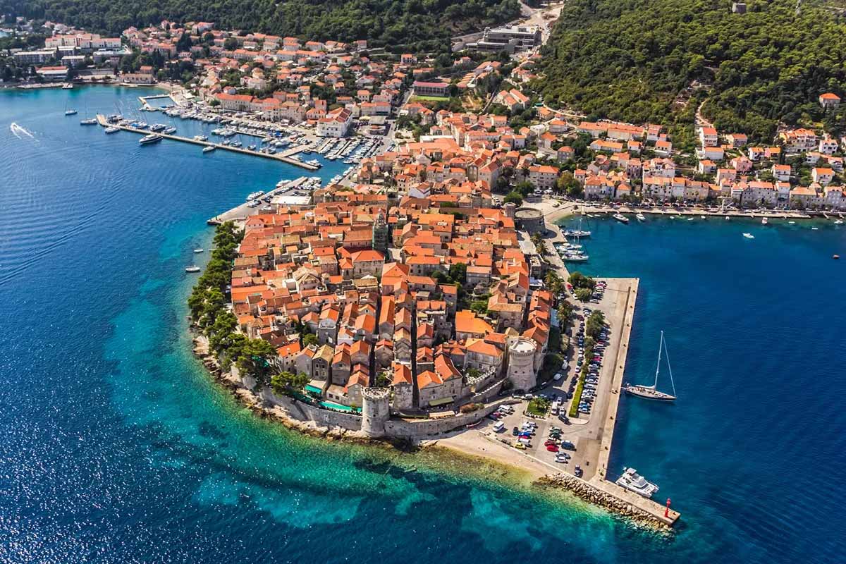 Isla de Korcula desde el cielo