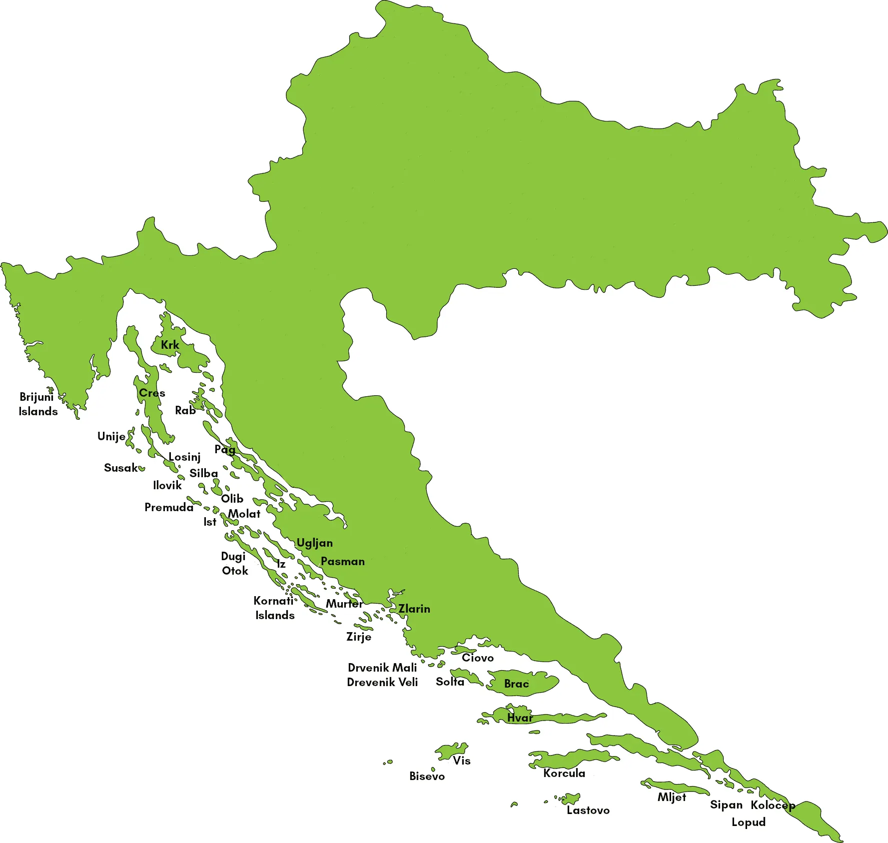 Mapa de Islas de Croacia